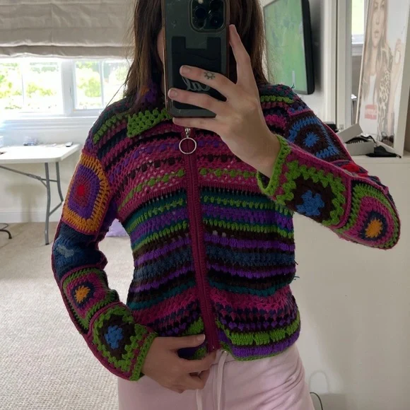 UNIF rainbow crochet melody sweater - Picture 2 of 7